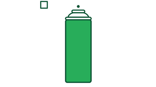Green bug spray can vector icon for picnic and outdoor dining, featuring an editable stroke, adjustable line weight, and customizable thin line design for insect repellent protection illustration.
