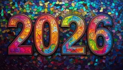Fototapeta premium Colorful and Vibrant 2026 New Year Celebration Artwork.