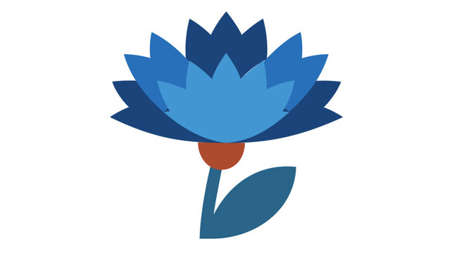 Artistic wild blue cornflower vector illustration icon isolated on a white background. This colorful botanical floral design features layered petals, perfect for nature-themed graphic resources.