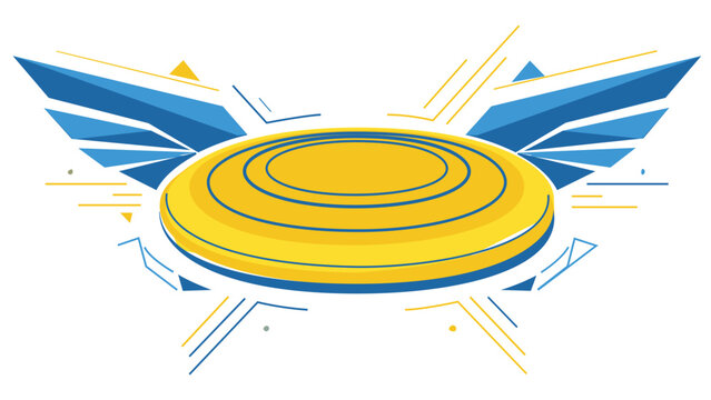 Multi-colored gliding disc vector icon for outdoor recreation and lawn games. This graphic includes modifiable stroke paths and scalable line thickness for seamless customization in design.
