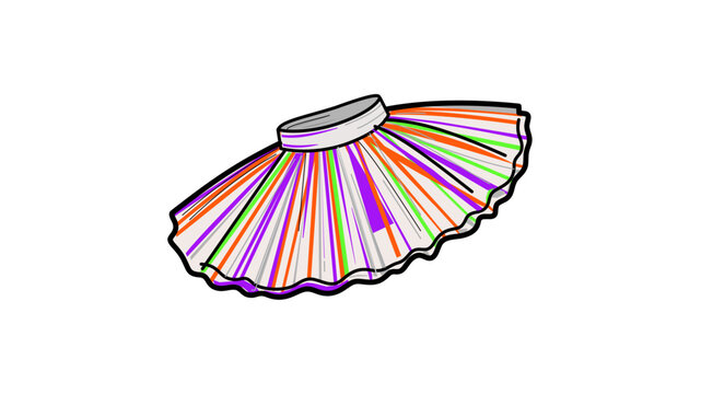 Vibrant colorful ballet tutu vector icon illustration with editable stroke, adjustable line weight, and customizable stroke weight for dance apparel design on a clean white background.