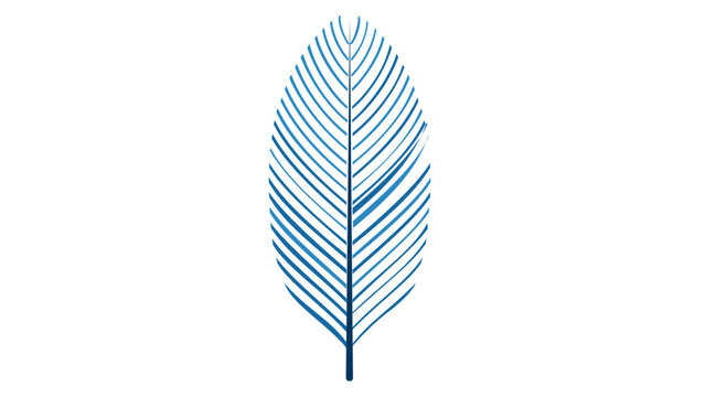 Elegant blue swan feather vector icon and illustration for ballet and dance themes. Minimalist line art design representing grace, artistic performance, theater, and classical movement on white.
