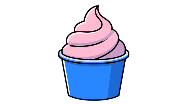 Vibrant froyo container graphic with scalable path thickness and modifiable contours. Stylized pastel spiral creamy snack standalone on a plain backdrop for bistro signage and digital branding.