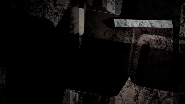 抽象的モノトーン立体メタリック幾何学模様ループモーショングラフィックス背景