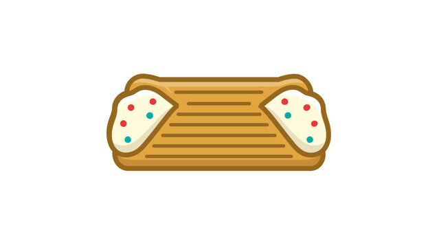 Sweet Italian cannoli vector icon with editable stroke. This colorful line illustration of a bakery pastry features adjustable stroke weight, customizable line weight, and thin line design.