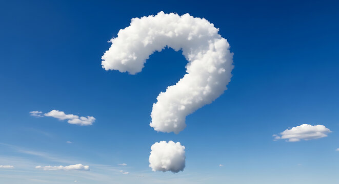 Giant question mark cloud in clear blue sky