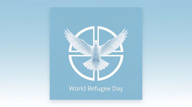 White dove peace symbol with world map and religious text on blue gradient background