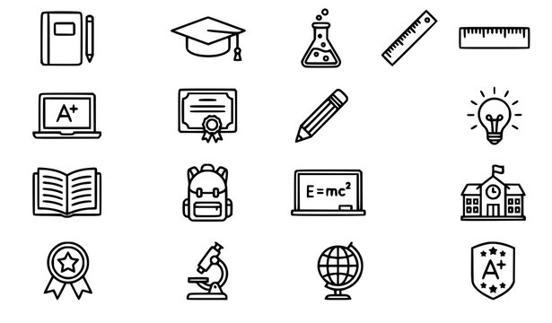 Academic and education outline icons vector collection