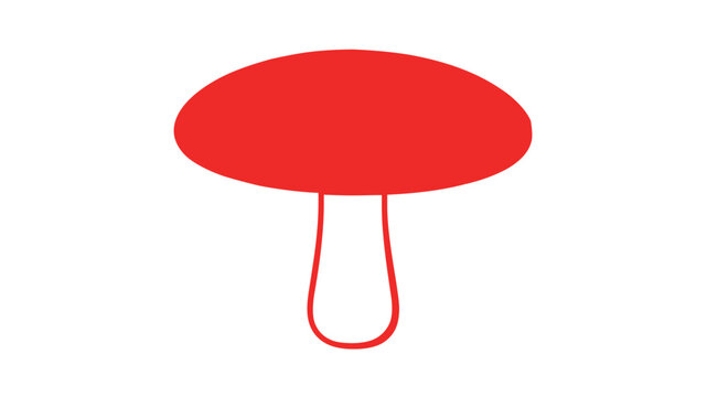 Red mushroom vector icon illustration on white background, simple minimalist fantasy fungus design for magic potion ingredient, game asset, nature symbol, and creative graphic resource element.