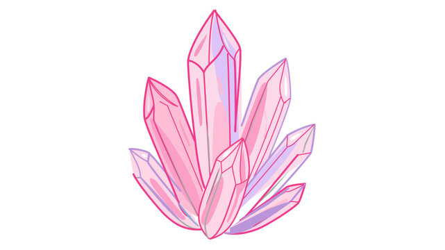 Adjustable line weight pink magic crystal icon. Flexible stroke vector illustration of a fantasy gemstone cluster for mystical branding, RPG loot systems, and enchanting alchemy visuals.
