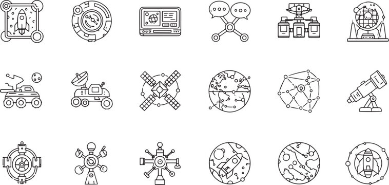 Digital Communication Network Cloud Server Infrastructure and System Maintenance Icon Set