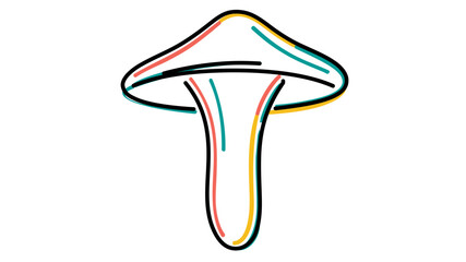 Obraz premium Creative colorful line vector icon of a wild mushroom with an editable stroke, adjustable stroke weight, and customizable line width, ideal for fantasy, nature, and magic potion designs.