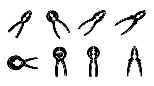Collection of Black Nutcracker Silhouettes on White Background