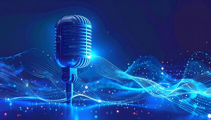 Fototapeta na wymiar Vintage mic with light show