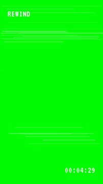 Vertical Green Screen VHS Rewind Overlay - 10 Second Countdown HUD 4k