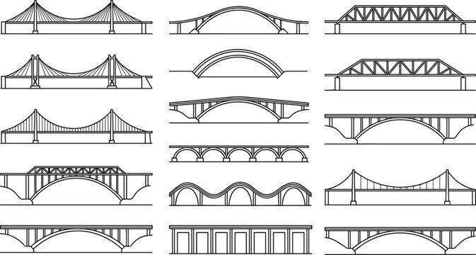 Black and white of various roof types and truss structures gable roof hip roof gambrel roof d