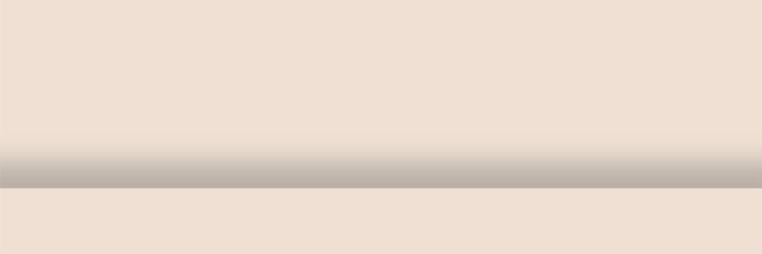 Studio background with step. Light neutral warm colors wall product room. Minimal pastel peach beige table scene. Empty desk stage for cosmetic presentation. Vector cream gradient illustration.