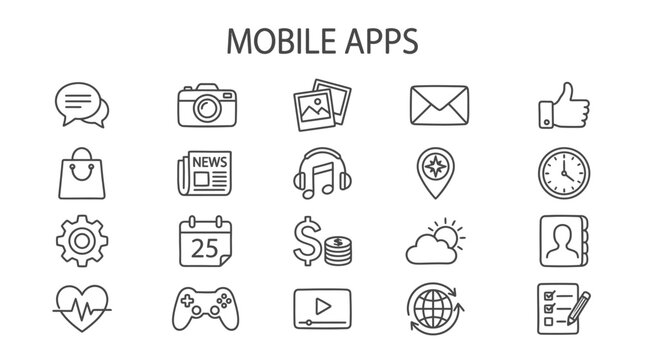 Mobile Apps Icons and Symbols.