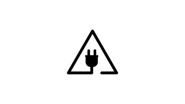 Electric plug with lightning bolt icon animation background transparent