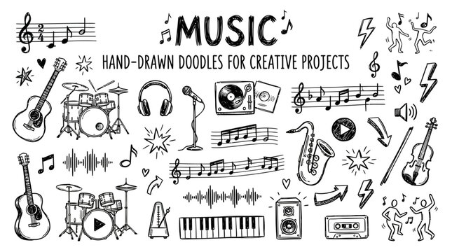 Music icons and symbols collection.