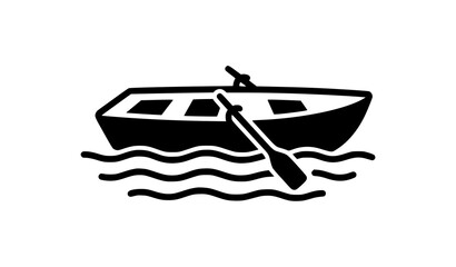 Solid Row Boat Marine Transport Icon Vector Illustration © HoriProshad