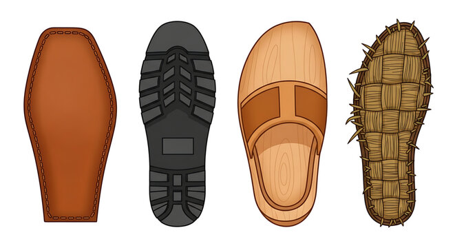 Set of different types of shoe soles