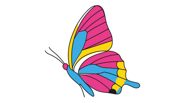 Colorful lepidoptera icon with ornate violet and azure wings, perfect for nature educational content, spring season graphics, and exotic butterfly illustrations in a modern style.