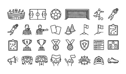 Professional soccer editable stroke icon set for sports media vector illustration © MD