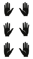 Obraz premium Six Black Hands Silhouette Icons, Isolated on White Background