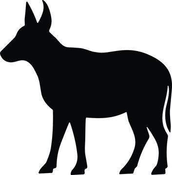 Donkey Silhouette Illustration Farm Animal Standing Side View Isolated on Clean Background Minimal Style Vector Graphic Design