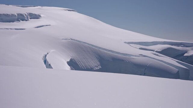 Snow Covered Glacier Crevasse in Antarctica