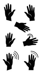 Fototapeta premium Waving Hands Silhouette Icons Set Vector Illustration