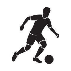 Fototapeta premium soccer player silhouette dribbling ball on white background