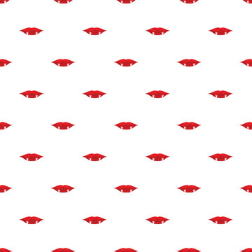 Repeating vampire mouth with sharp fangs and red lips creating a spooky pattern