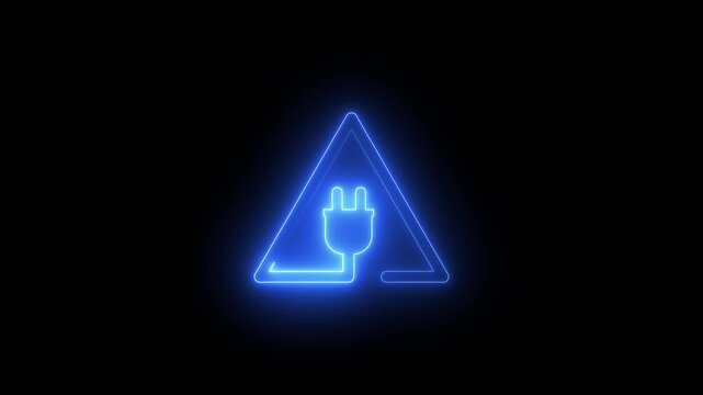 Neon Electric Plug and Gear Symbol on Black Background image photo