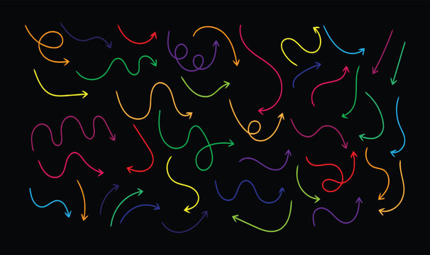 Multicolored arrows on black background