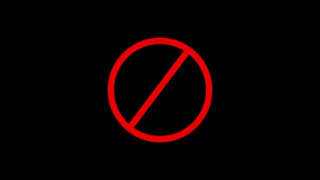 3D red cross X animation, stop and cancel icon video, glowing prohibition symbol, rotating error mark, modern motion graphic representing rejection, danger, forbidden or wrong action alert