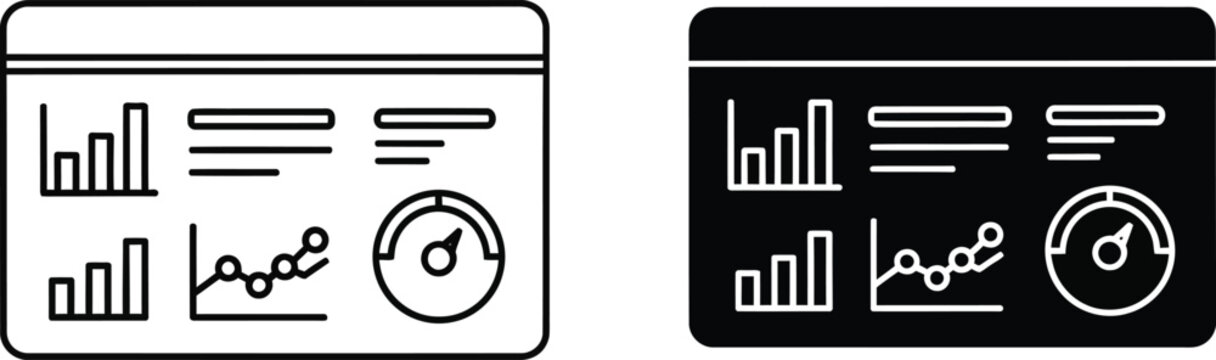 Infographic dashboard icons with graphs and charts