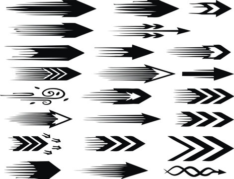 Collection of modern black arrows pointing right