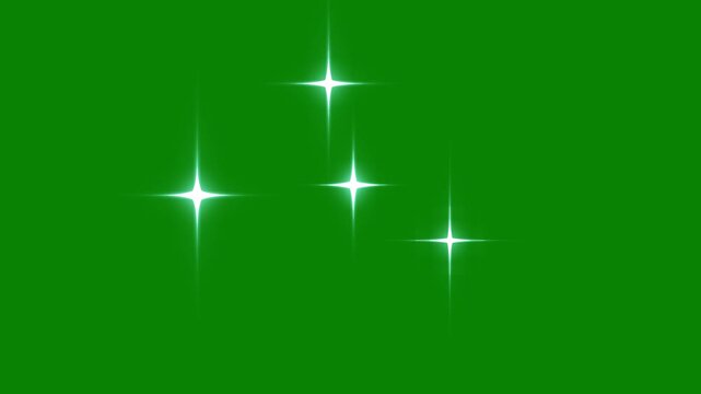 Star twinkling animation, blinking light effect on transparent background,vector glowing star light effect doodle style on green screen chroma Key.4k resulition video