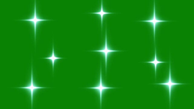 Shimmering light. Green screen 4K animation,sparkling, white cartoon, flat, vector, doodles style stars,sparkling stars Shine animation