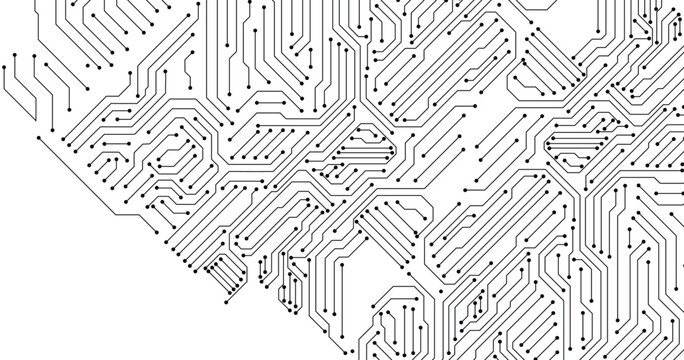 Minimal Black and White Circuit Board Abstract Technology Background