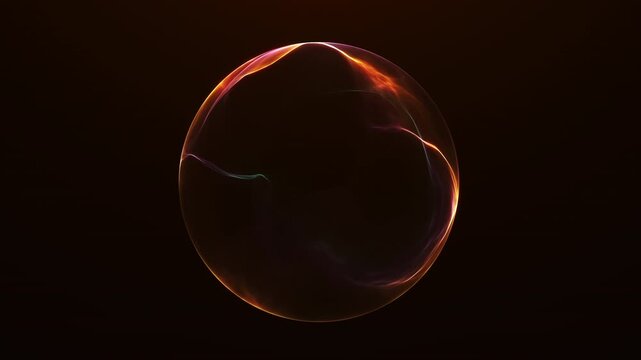 Abstract fiery orange energy sphere with glowing plasma flow, dark cinematic space and luminous heat motion for sci-fi backgrounds, VFX, intros and visual design.