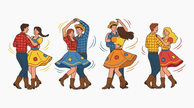 Couples Dancing in Traditional Country Outfits