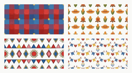Obraz premium Colorful Festa Junina Themed Patterns Set