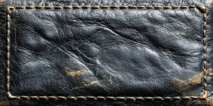 Black Distressed Leather Wallet with Rivets Close Up