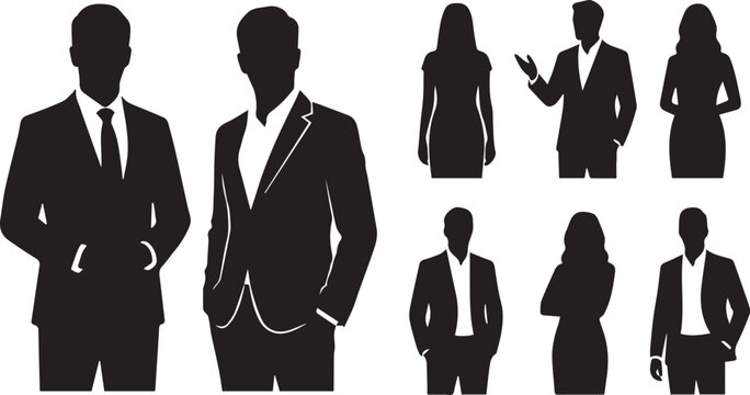 Collection of professional business people silhouettes avatars and upper body portraits for corporate team and human resources concept