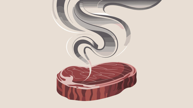 Ribeye steak illustration with stylized steam &ndash; Ideal for gourmet cooking blogs, meat product packaging, or barbecue restaurant media.