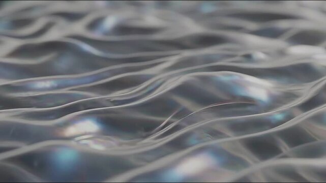 Abstract flowing liquid surface with iridescent reflections, close-up