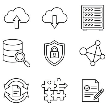 Data Storage Line Icons Set